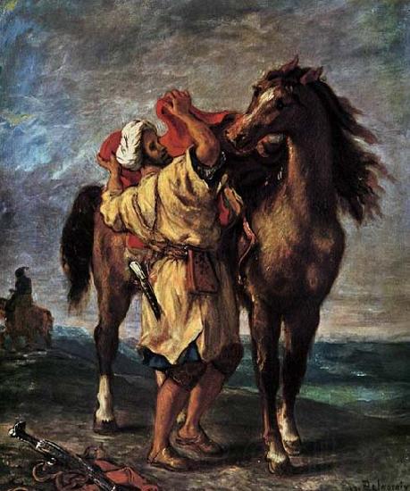 Eugene Delacroix Marocan and his Horse Norge oil painting art